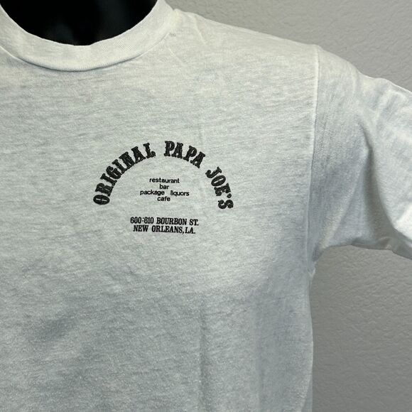 Vintage 70s Papa Joes Intercourse Club T Shirt New Orleans NOLA White S Small - Picture 5 of 9